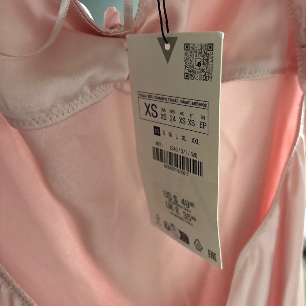 NWT Zara Pink Satin Slip midi Dress - Picture 5 of 11